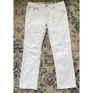 Miss‎ me Women's Jeans Size 28 White Cotton Blend Boyfriend Mid Rise Capri